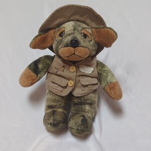 Dandee Vintage Fisherman Angler Puppy Dog 9" Pointer Doberman Wearing Hat & Vest